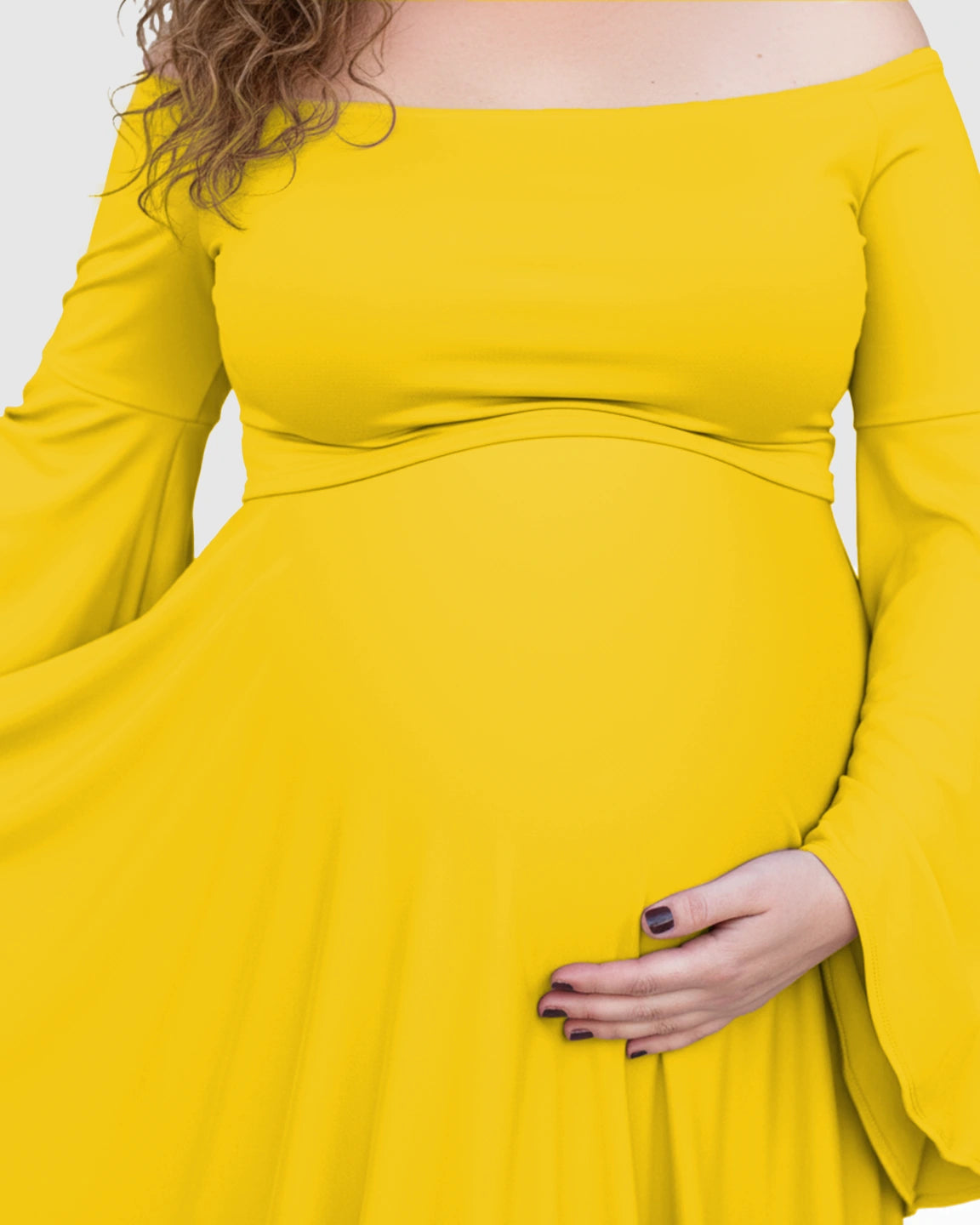 Off-Shoulder Bell Sleeve Boho Maternity Photoshoot Maxi Dress