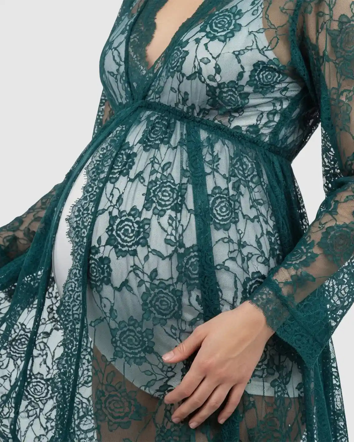 Floral Lace Romantic Maternity Photoshoot Maxi Dress