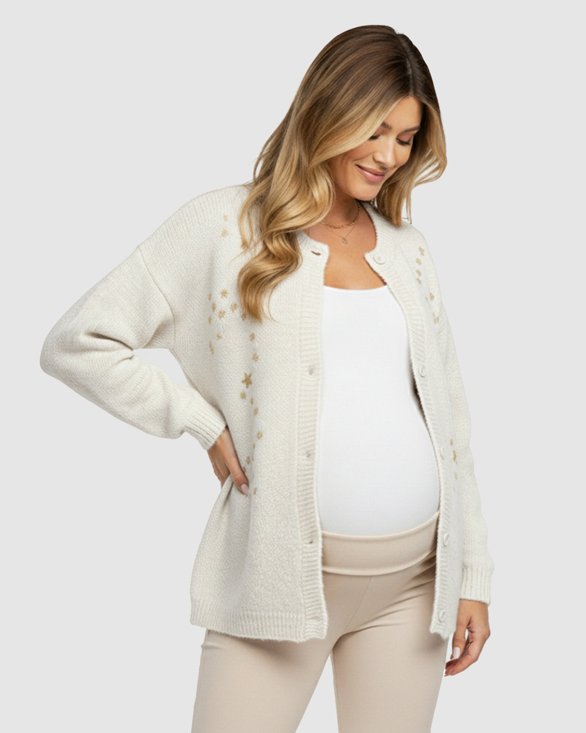 Soft Knit Single-Breasted Maternity Cardigan