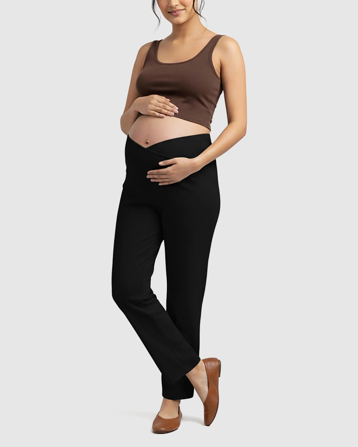 High-Waisted Wide-Leg Tailored Maternity Pants