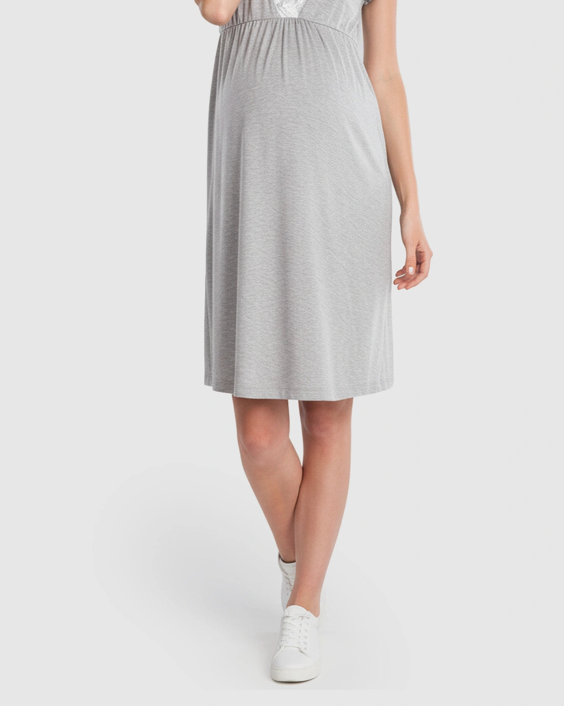 Lace-Trim V-Neck Maternity & Nursing Nightdress