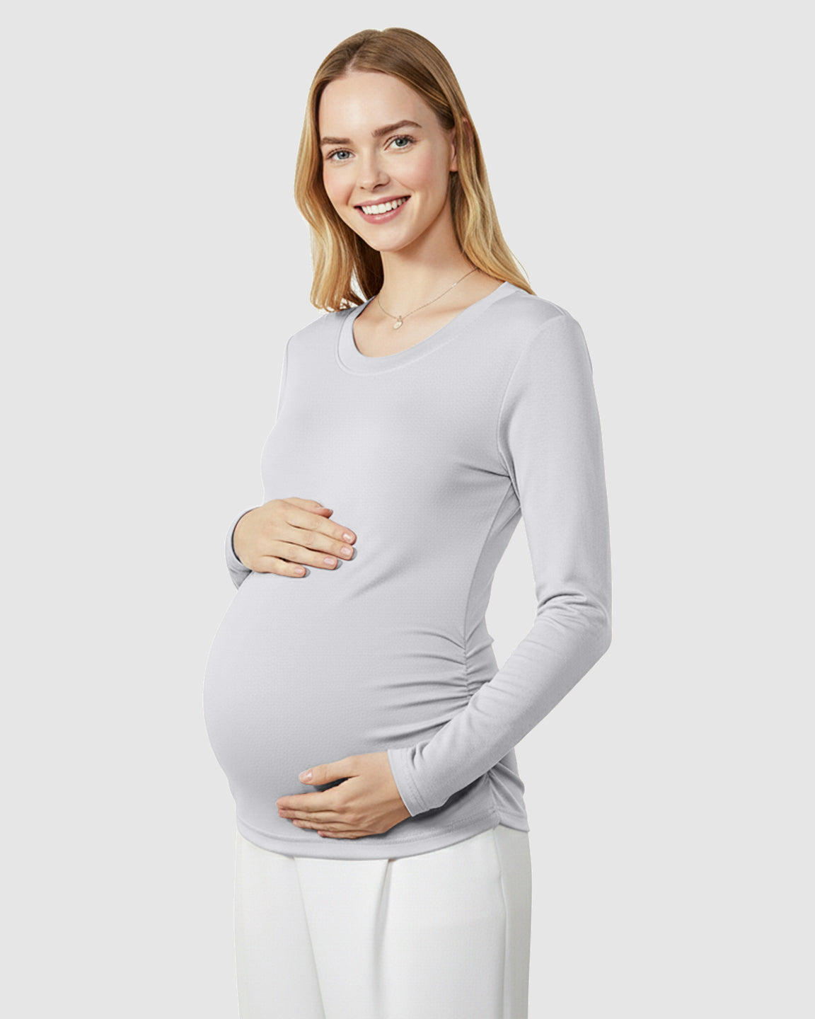 Round Neck Long Sleeve Thermal Maternity Top