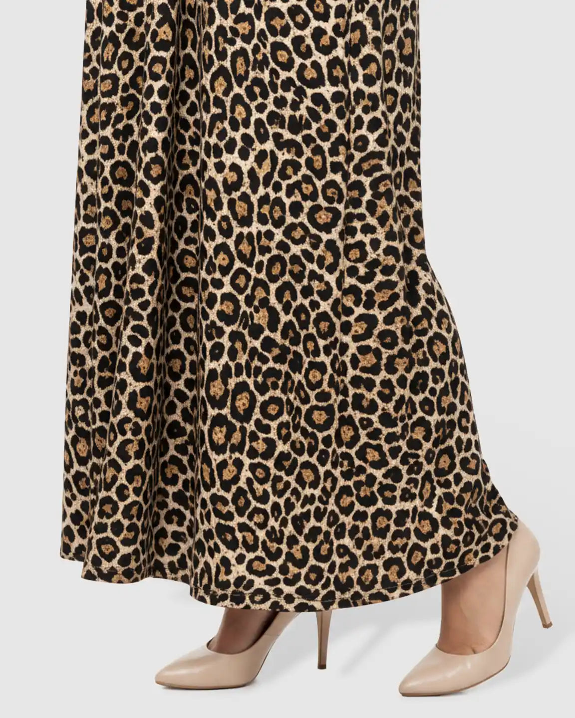 Flowing Skirt Leopard Print Maternity Maxi Dress