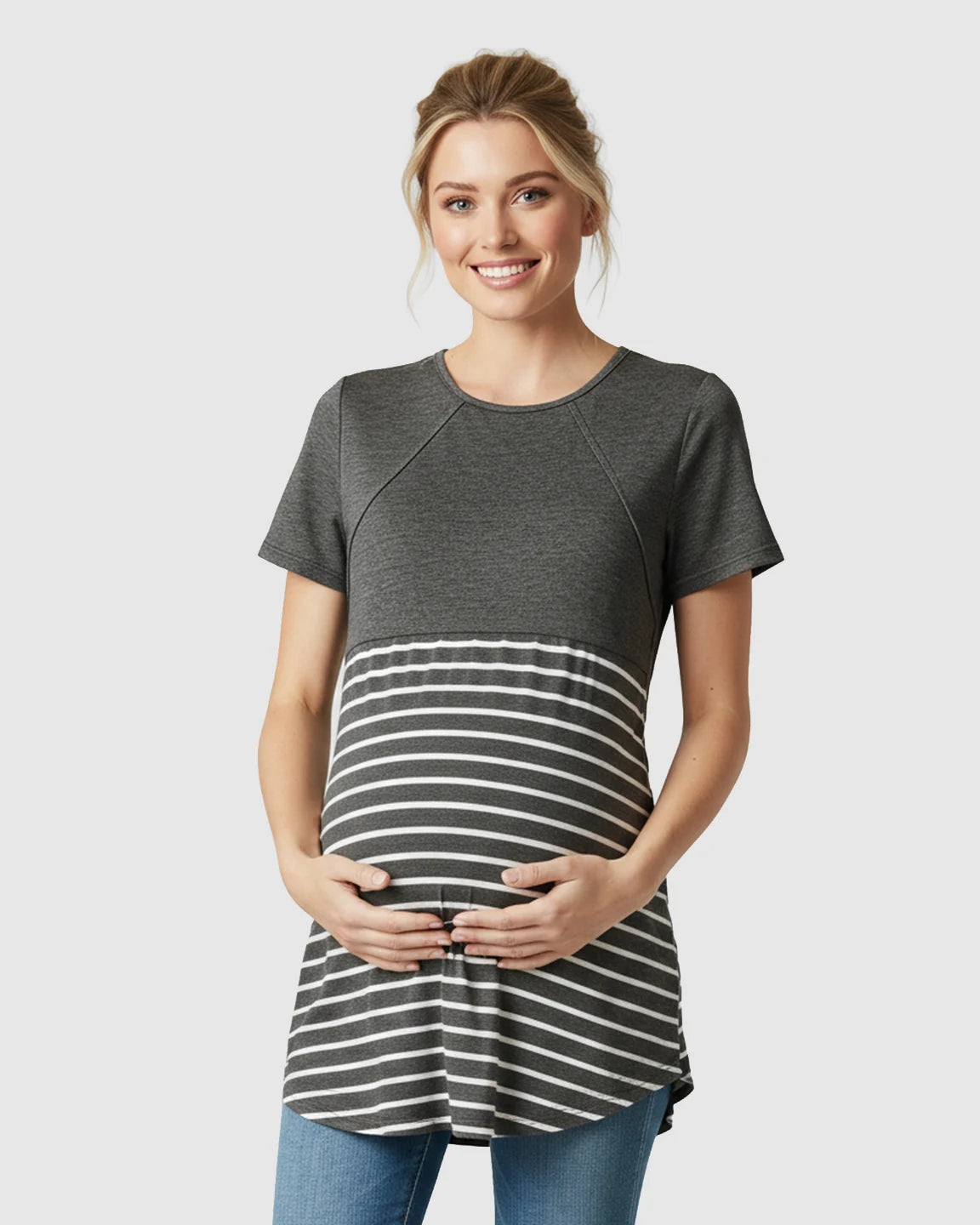 Lift-Up Access Striped Nursing & Maternity Top
