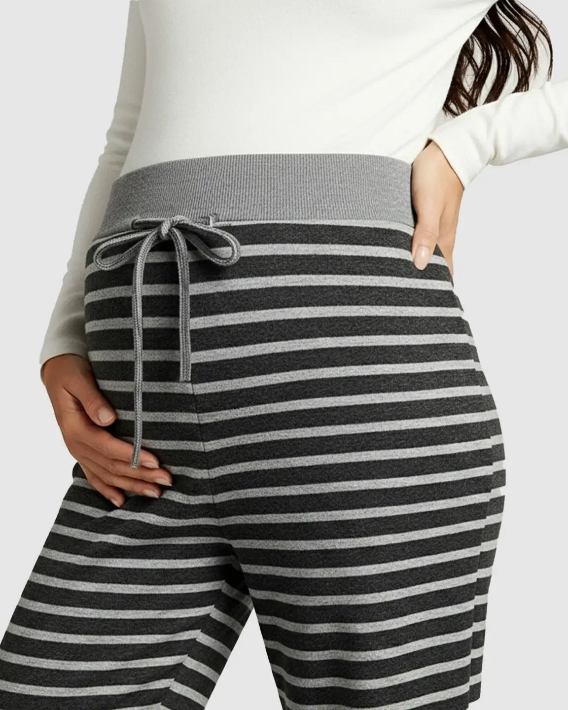 Striped Knitted Wide-Leg Maternity Pants