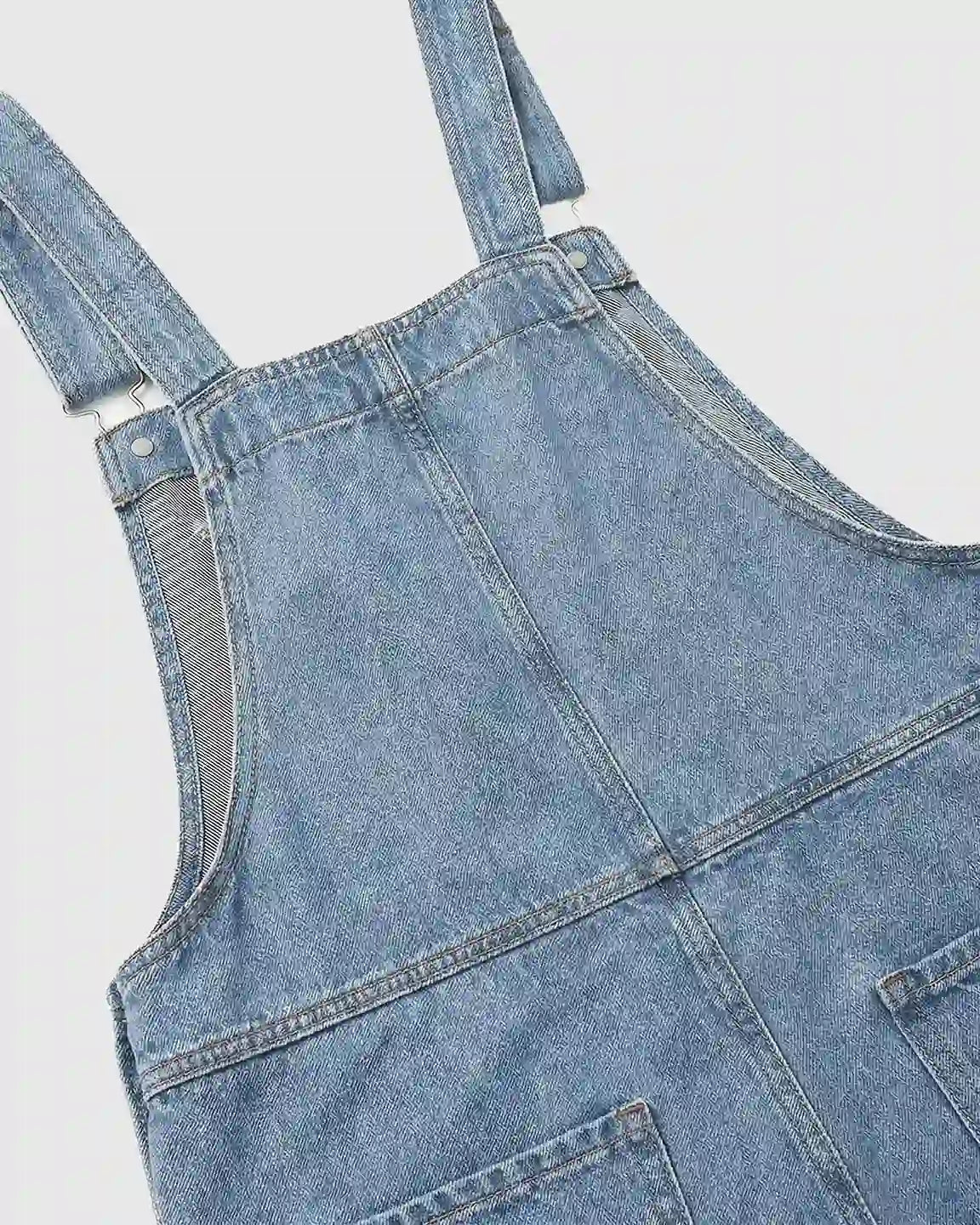 Adjustable Strap Loose Denim Maternity Jumpsuit