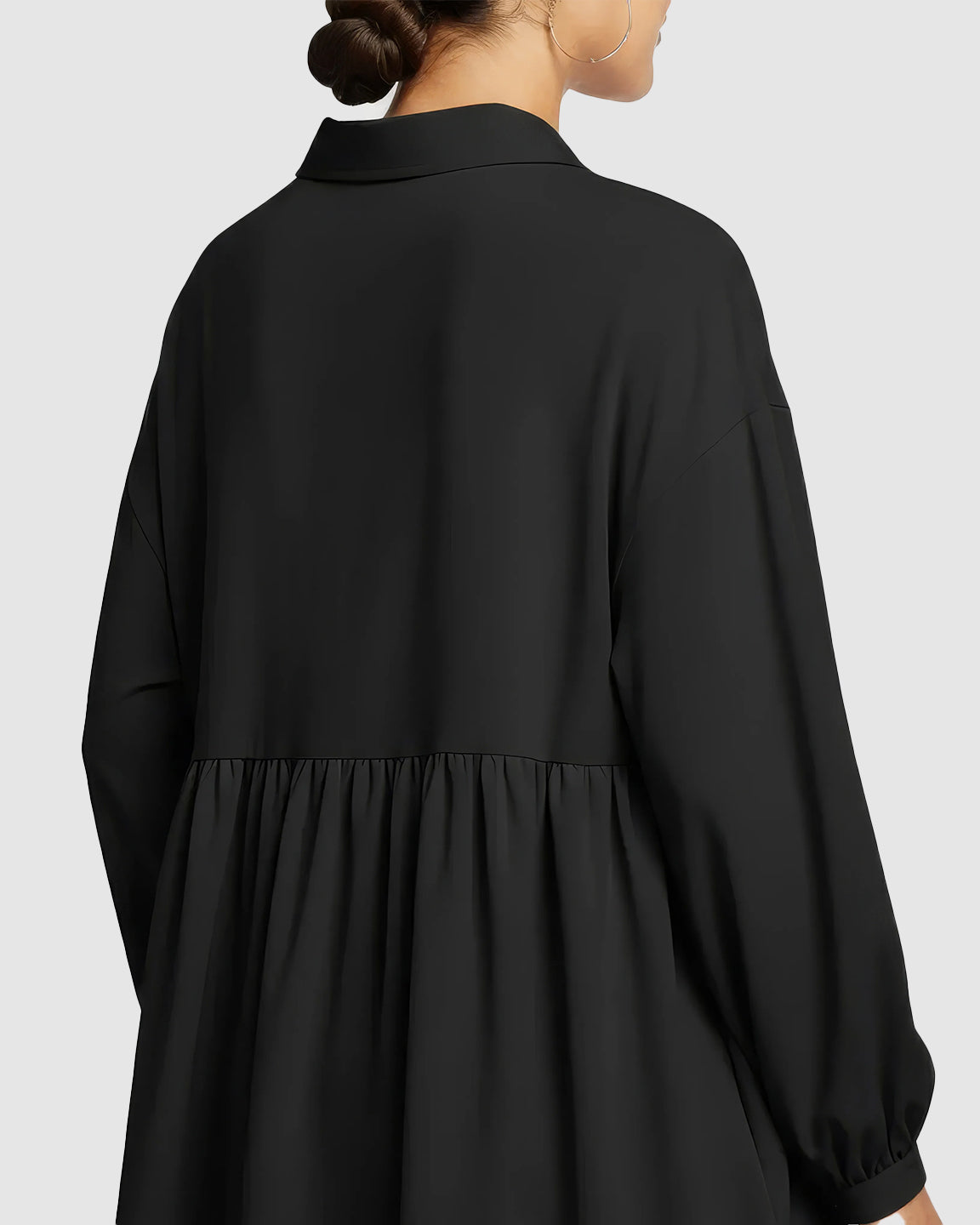 Lapel Long Sleeve Maternity Shirt