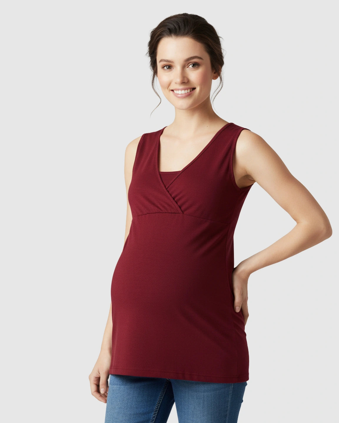 Cross-Front Sleeveless Nursing & Maternity Top