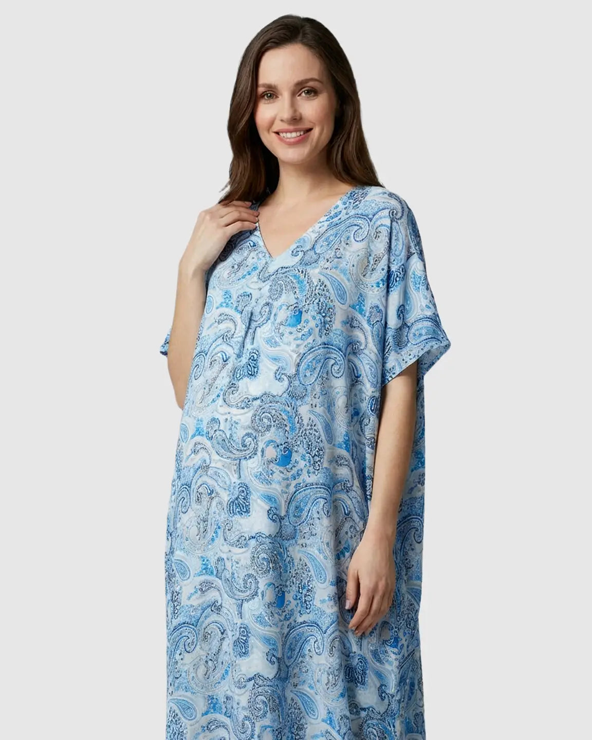 Lightweight Floral-Print Maternity Kaftan Dress