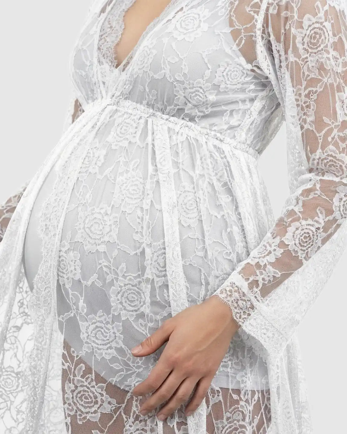 Floral Lace Romantic Maternity Photoshoot Maxi Dress