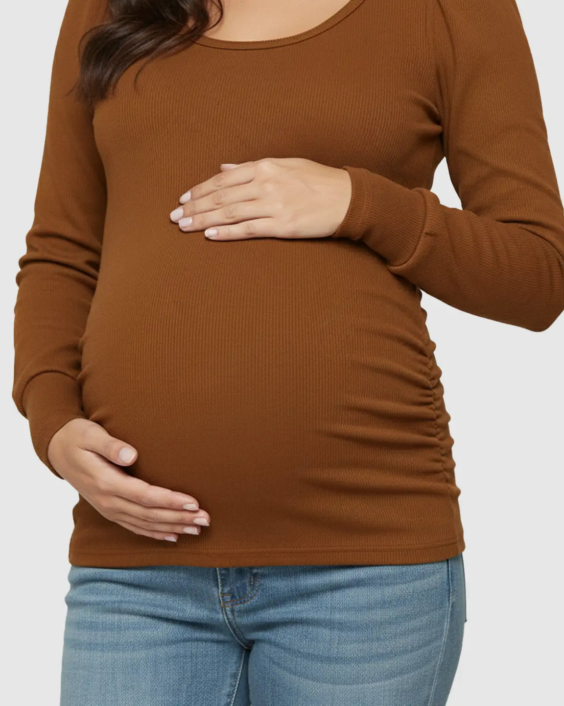 Long-Sleeve Ruched Maternity Top