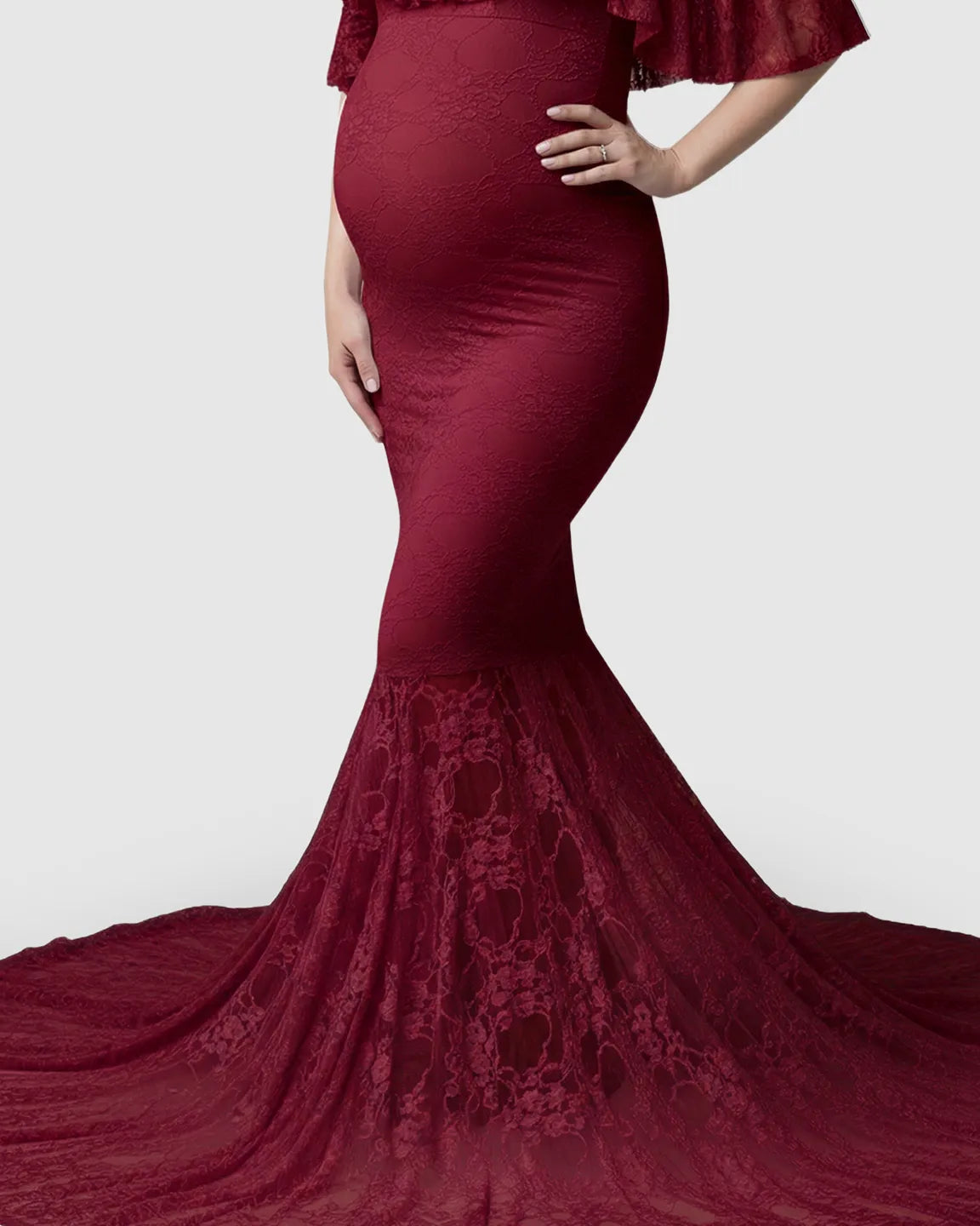 Off-Shoulder Lace Mermaid Maternity Gown