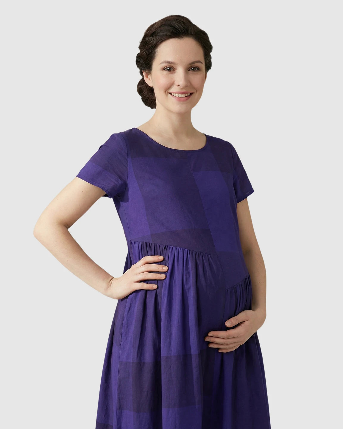 Plaid Swing Maternity Maxi Dress