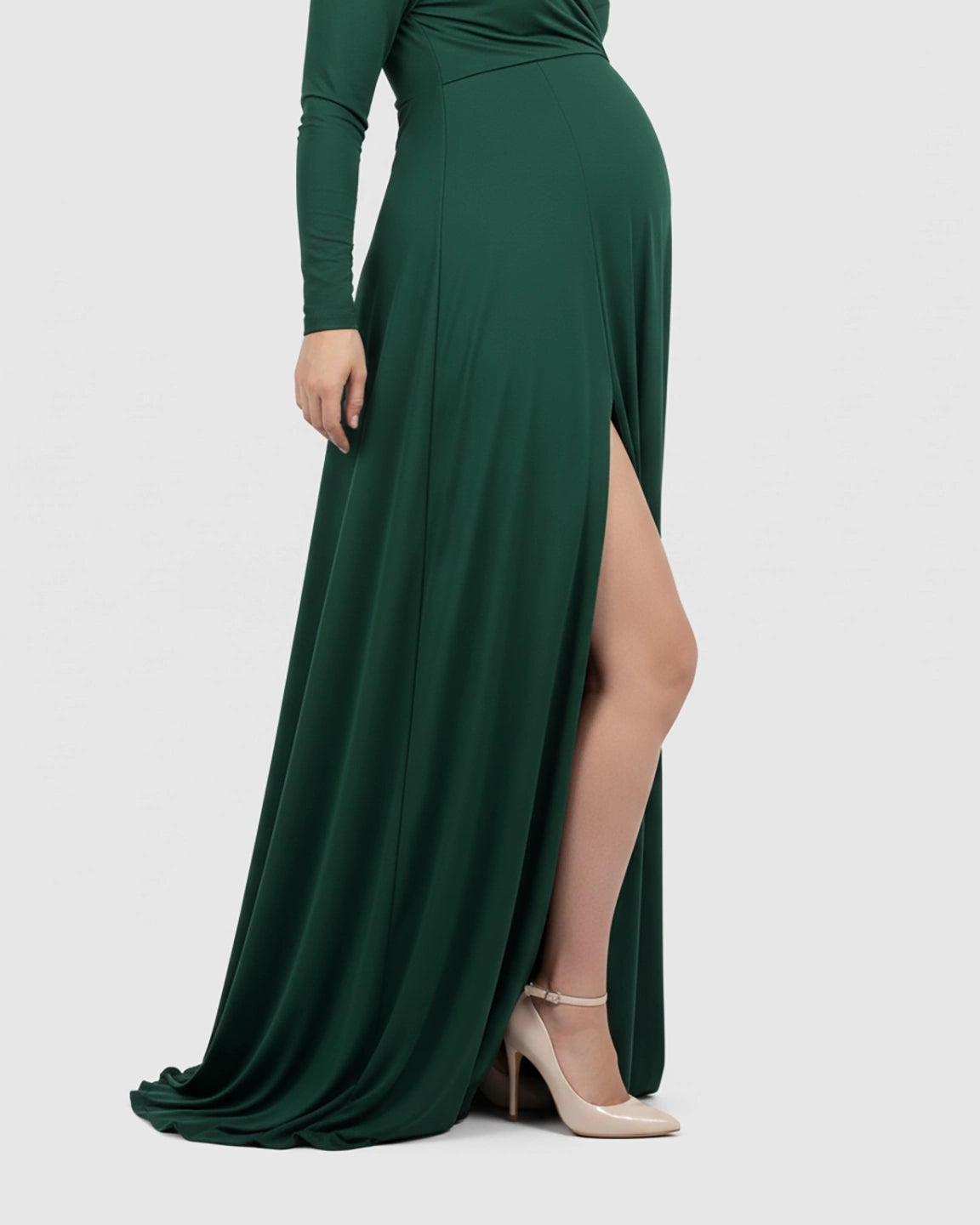 Off-Shoulder Fitted Silhouette Maternity Maxi Dress