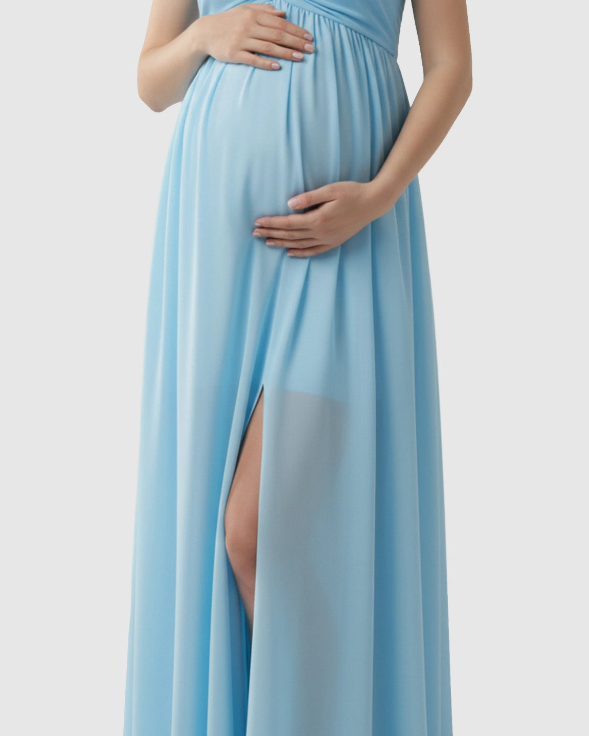 Strapless Chiffon Train Maternity Gown