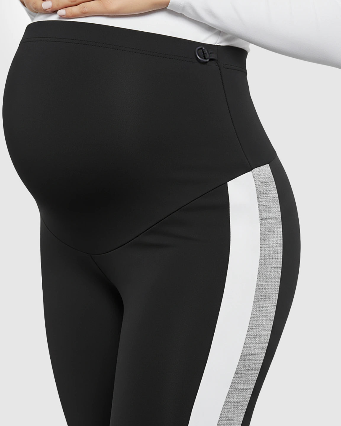 Stretch Waist Panel Side-Stripe Maternity Leggings