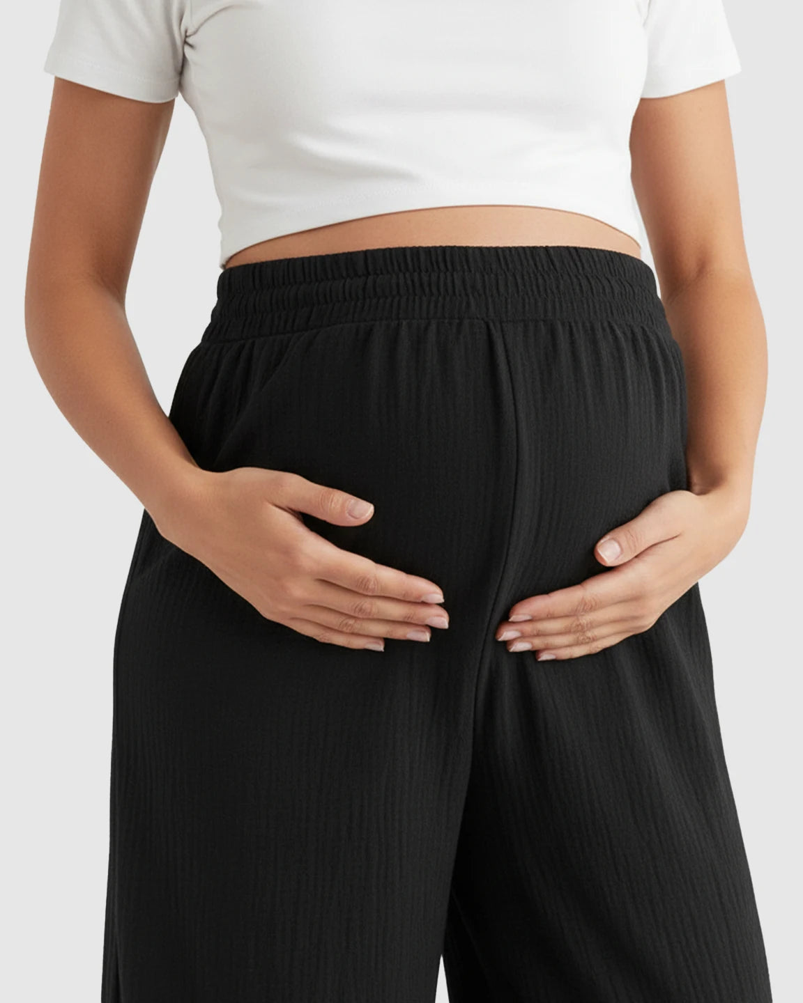 High-Waist Flowy Wide-Leg Maternity Pants