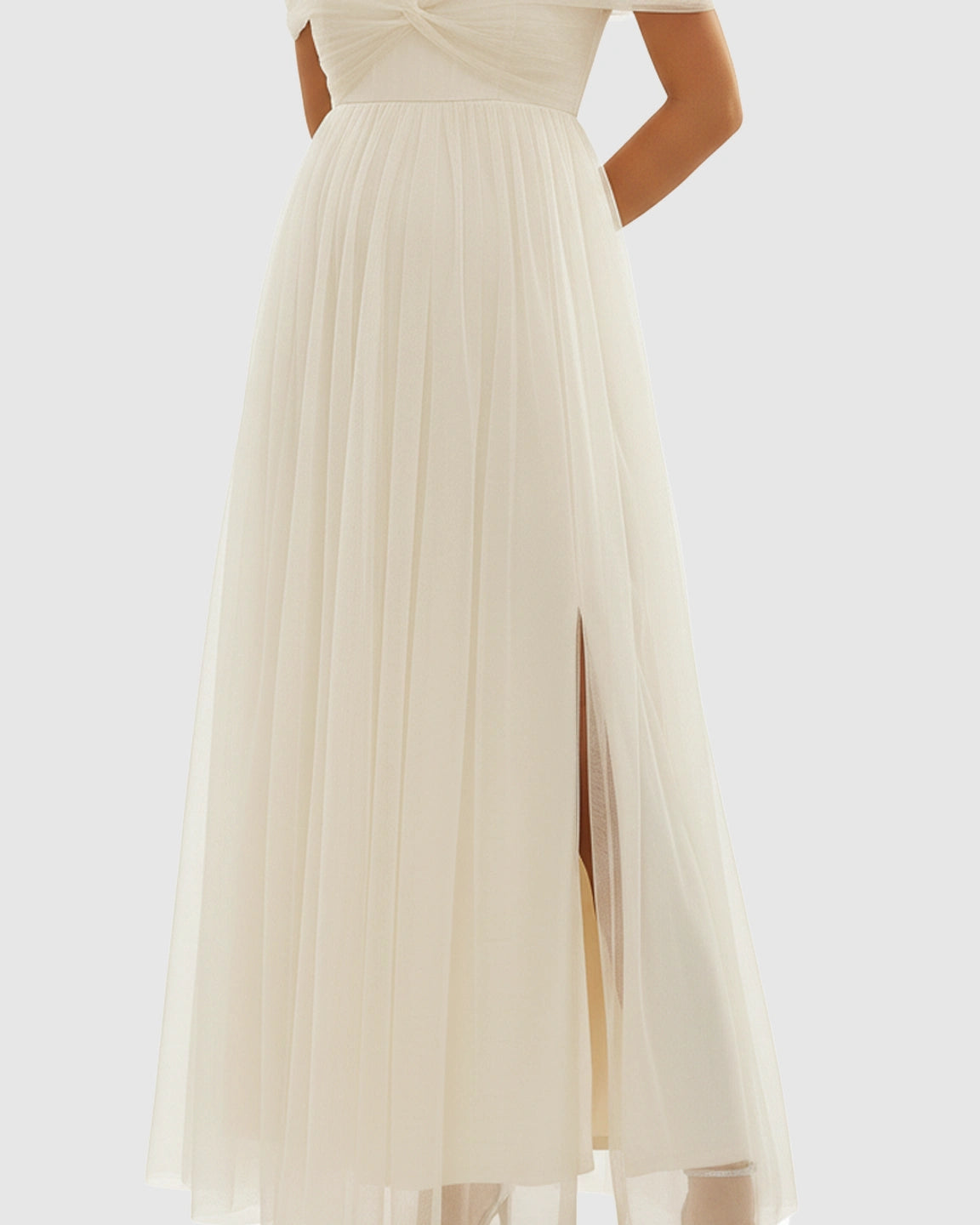 Off-Shoulder Flowing Maternity Photoshoot Gown