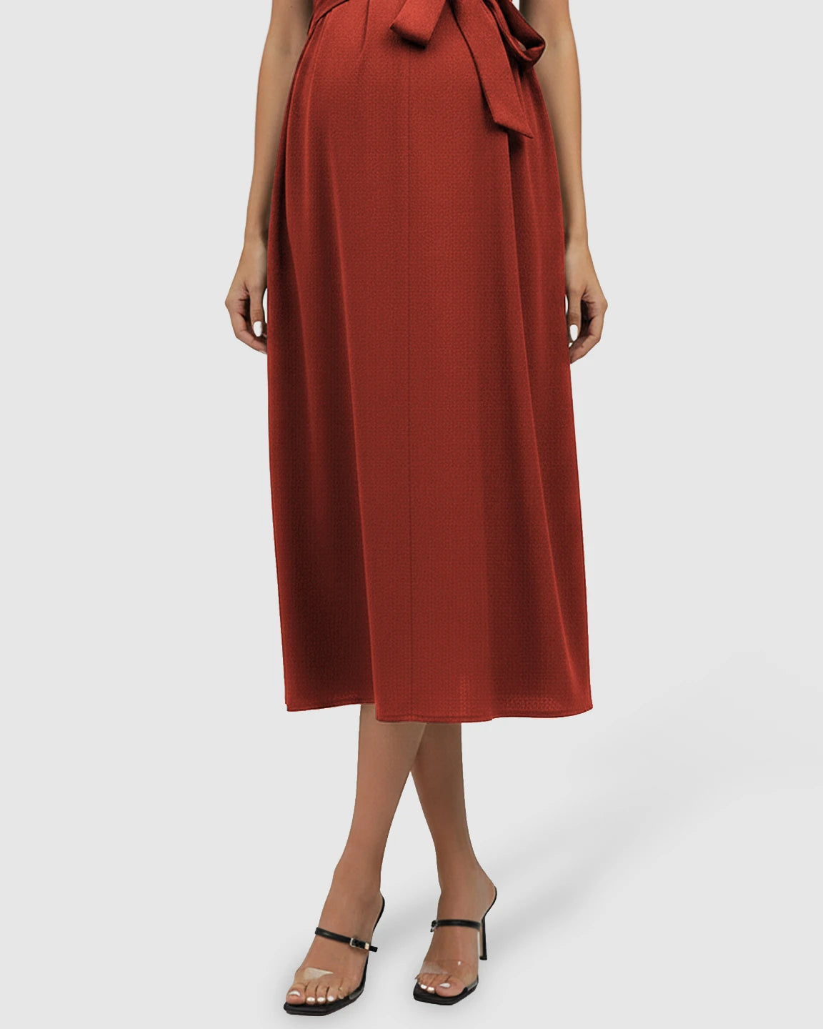 Tie-Waist V-Neck Maternity Midi Dress