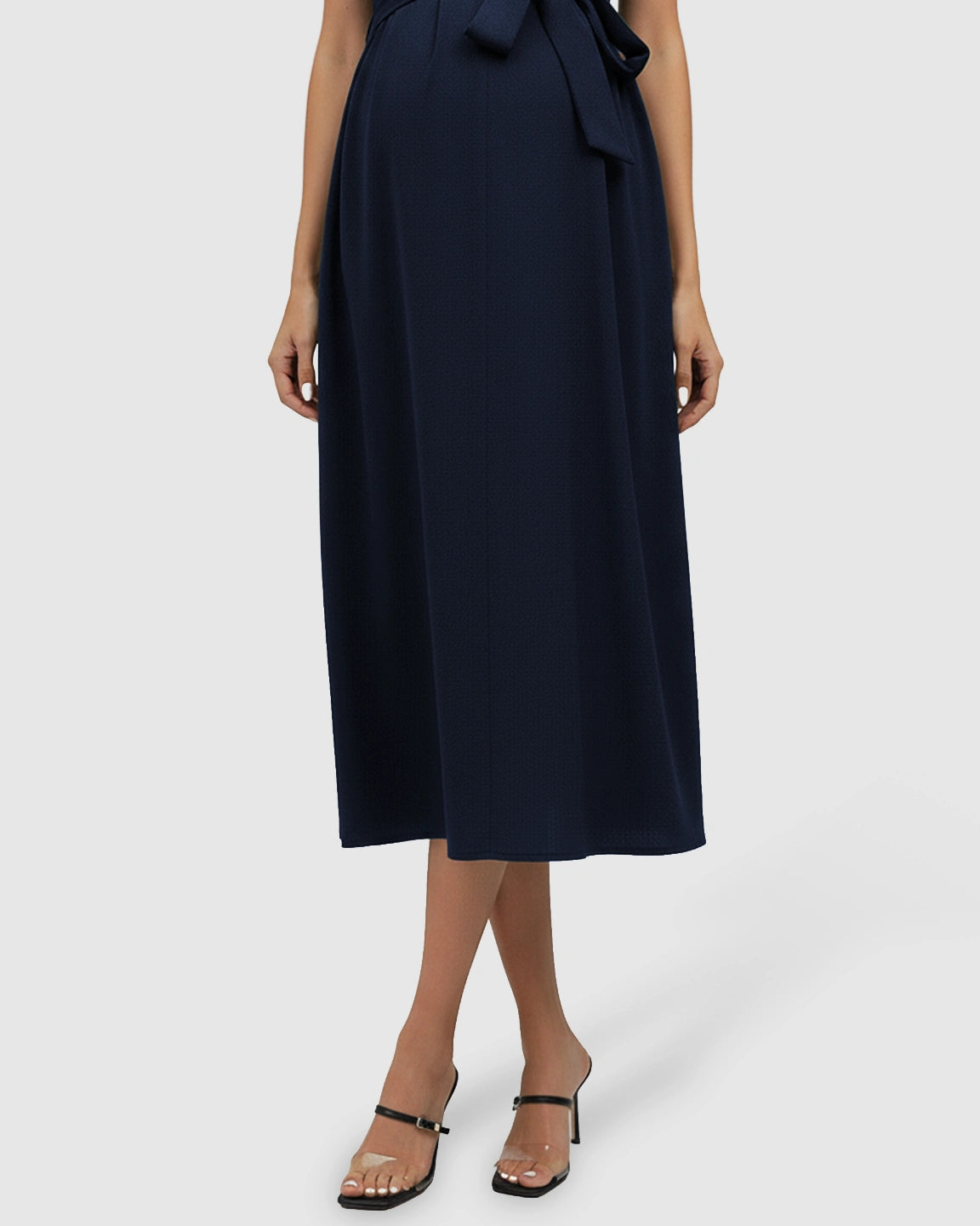 Tie-Waist V-Neck Maternity Midi Dress