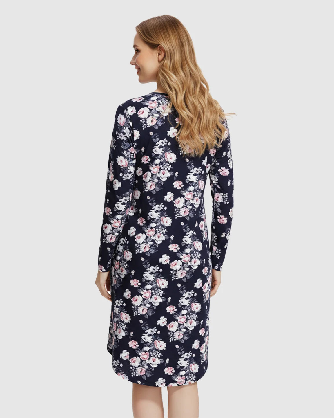 Floral Sleeves Flared Maternity Dress