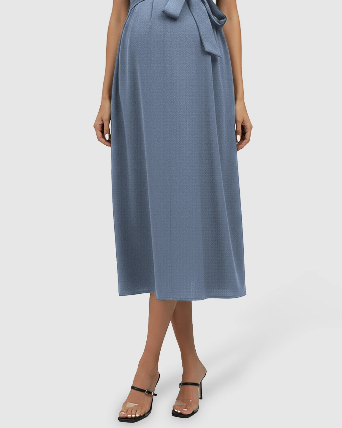 Tie-Waist V-Neck Maternity Midi Dress