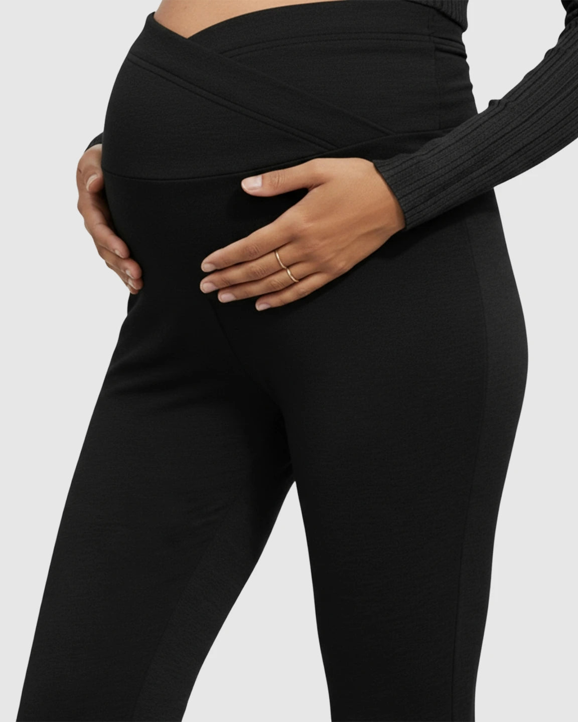 Crossed Waistband Flared Maternity Pants