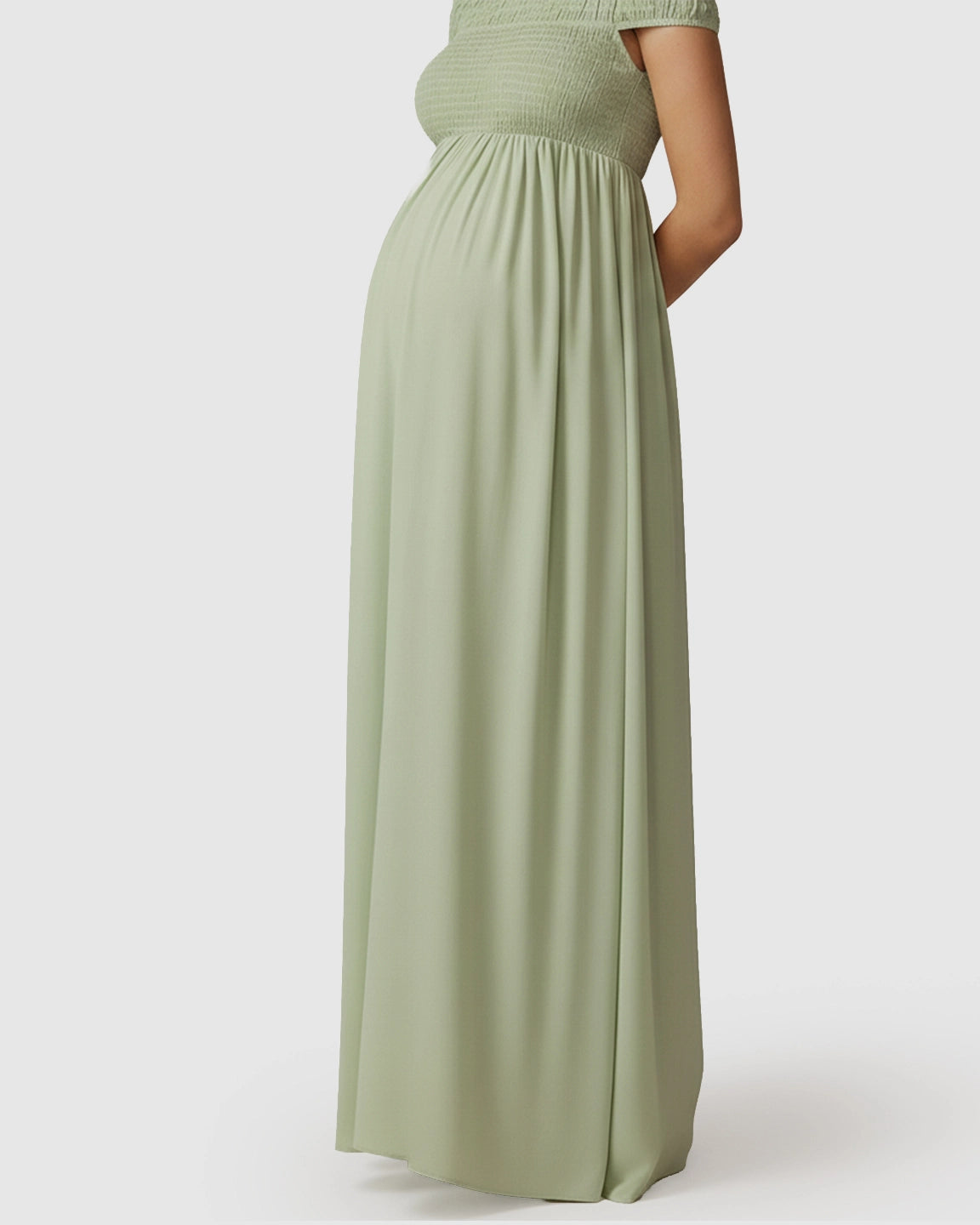 Off-Shoulder Flowy A-line Maternity Maxi Dress