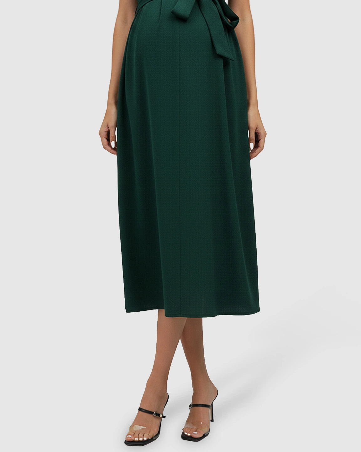 Tie-Waist V-Neck Maternity Midi Dress
