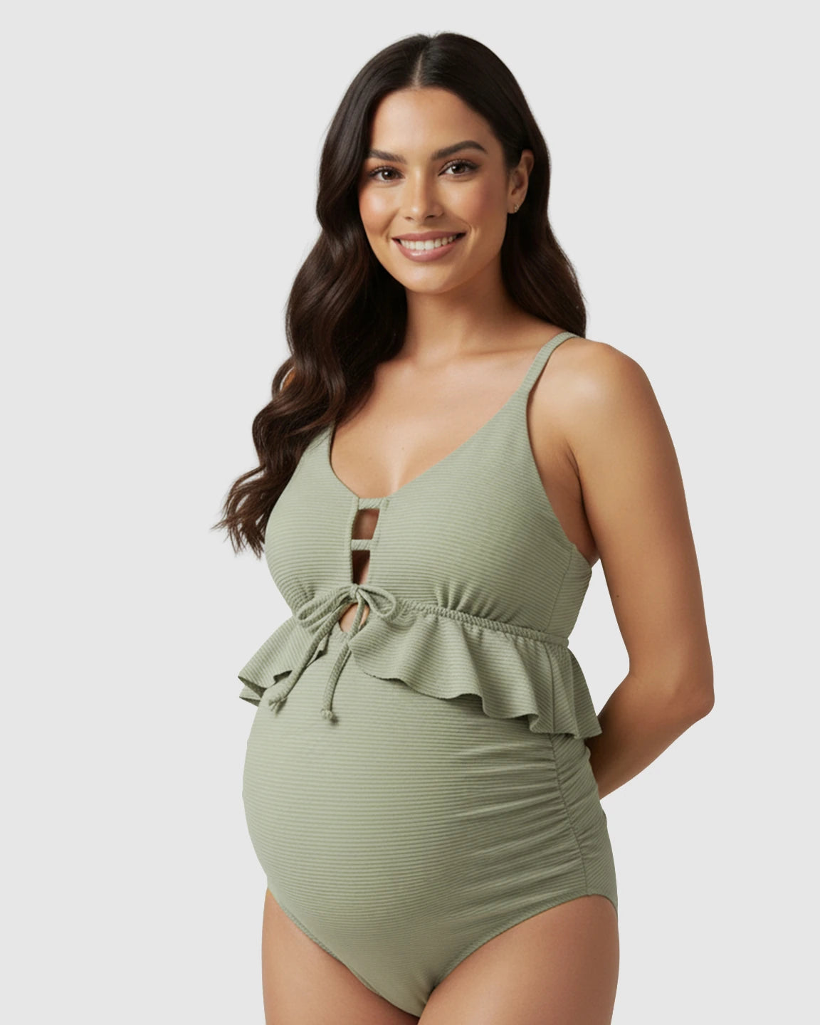 Ruffle Detail Tankini Maternity Swimsuit