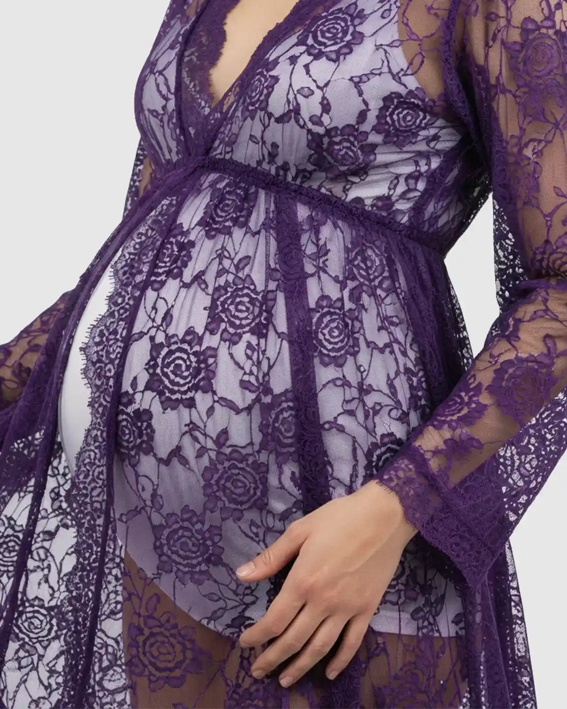 Floral Lace Romantic Maternity Photoshoot Maxi Dress