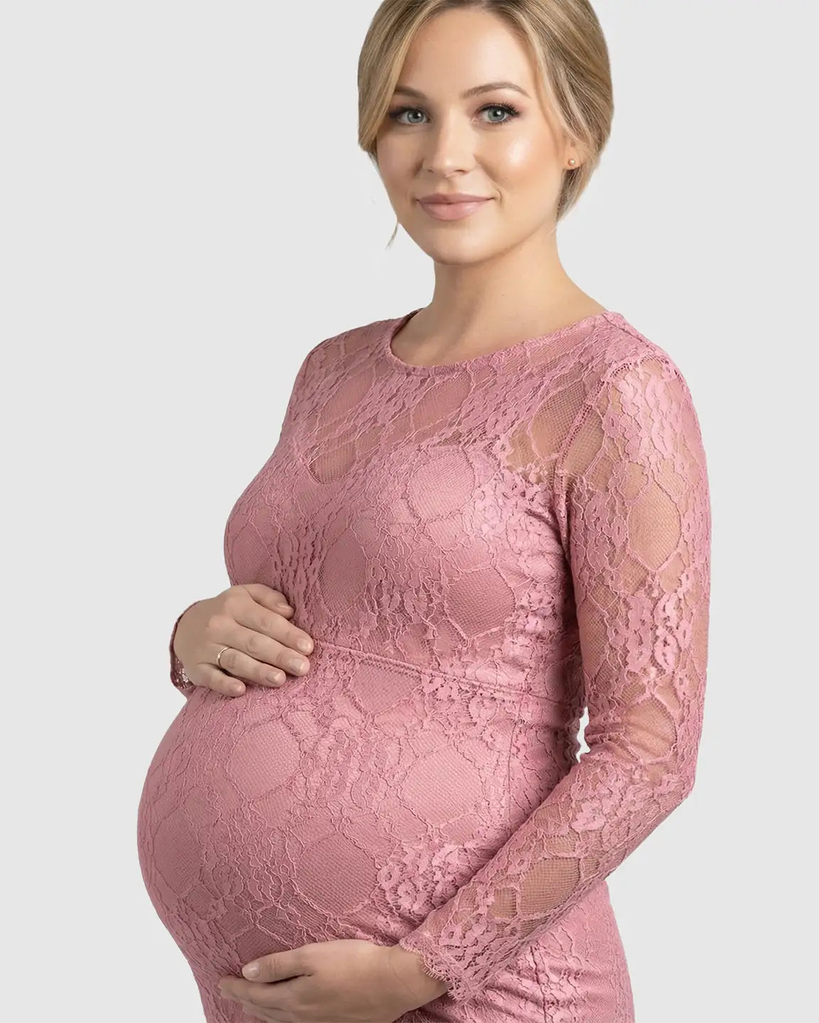 Sheer Lace Trumpet Maternity Photoshoot Gown