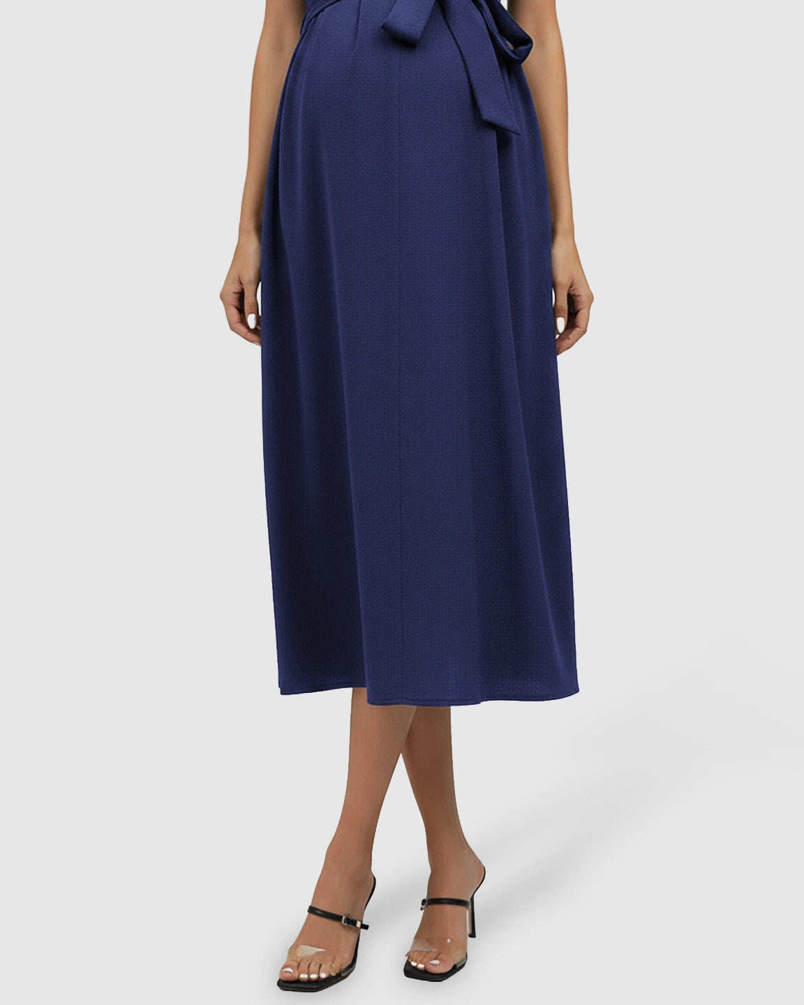 Tie-Waist V-Neck Maternity Midi Dress