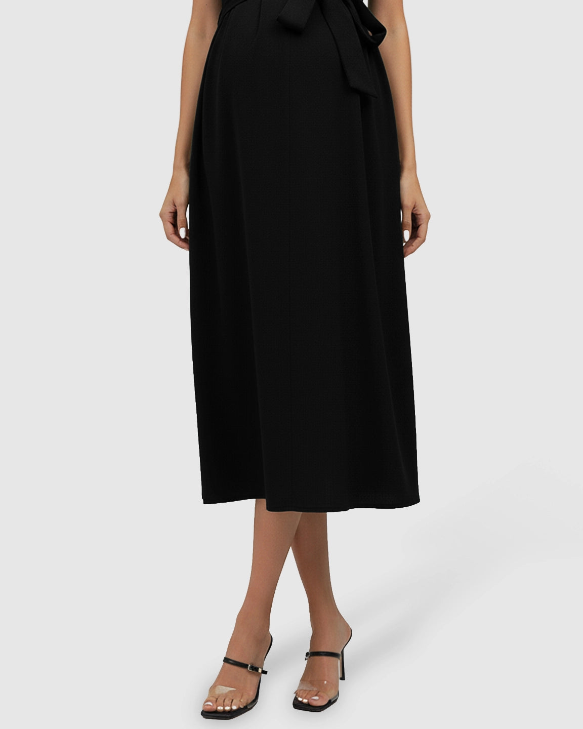 Tie-Waist V-Neck Maternity Midi Dress