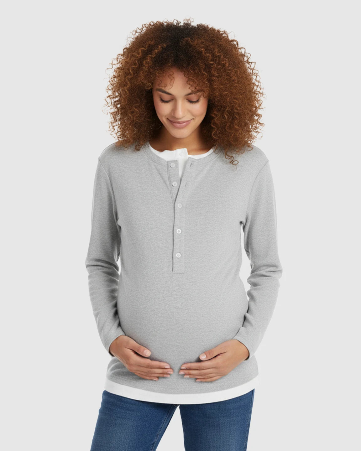 Button-Front Henley Maternity Top