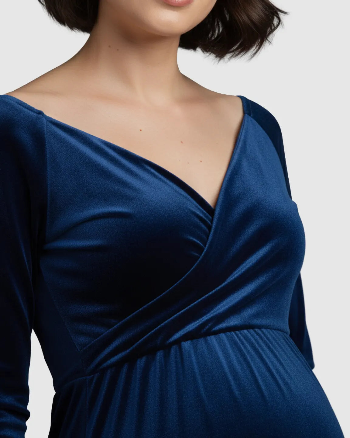Off-Shoulder Velvet Maternity Gown