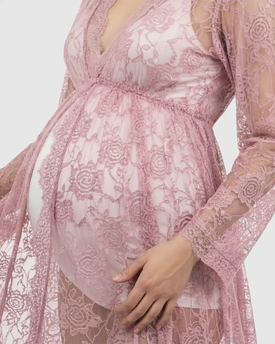 Floral Lace Romantic Maternity Photoshoot Maxi Dress