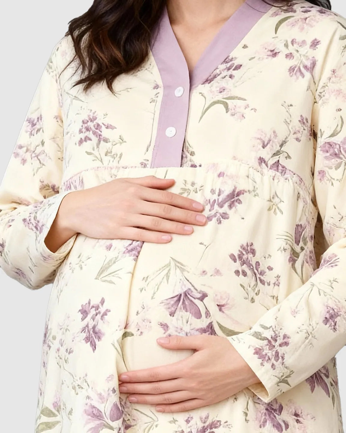 Double-Layer Cotton Plant Print Maternity Sleepwear Set