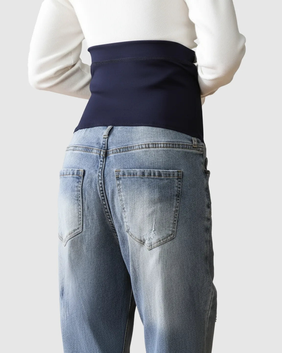 Knee-Ripped Retro Maternity Jeans