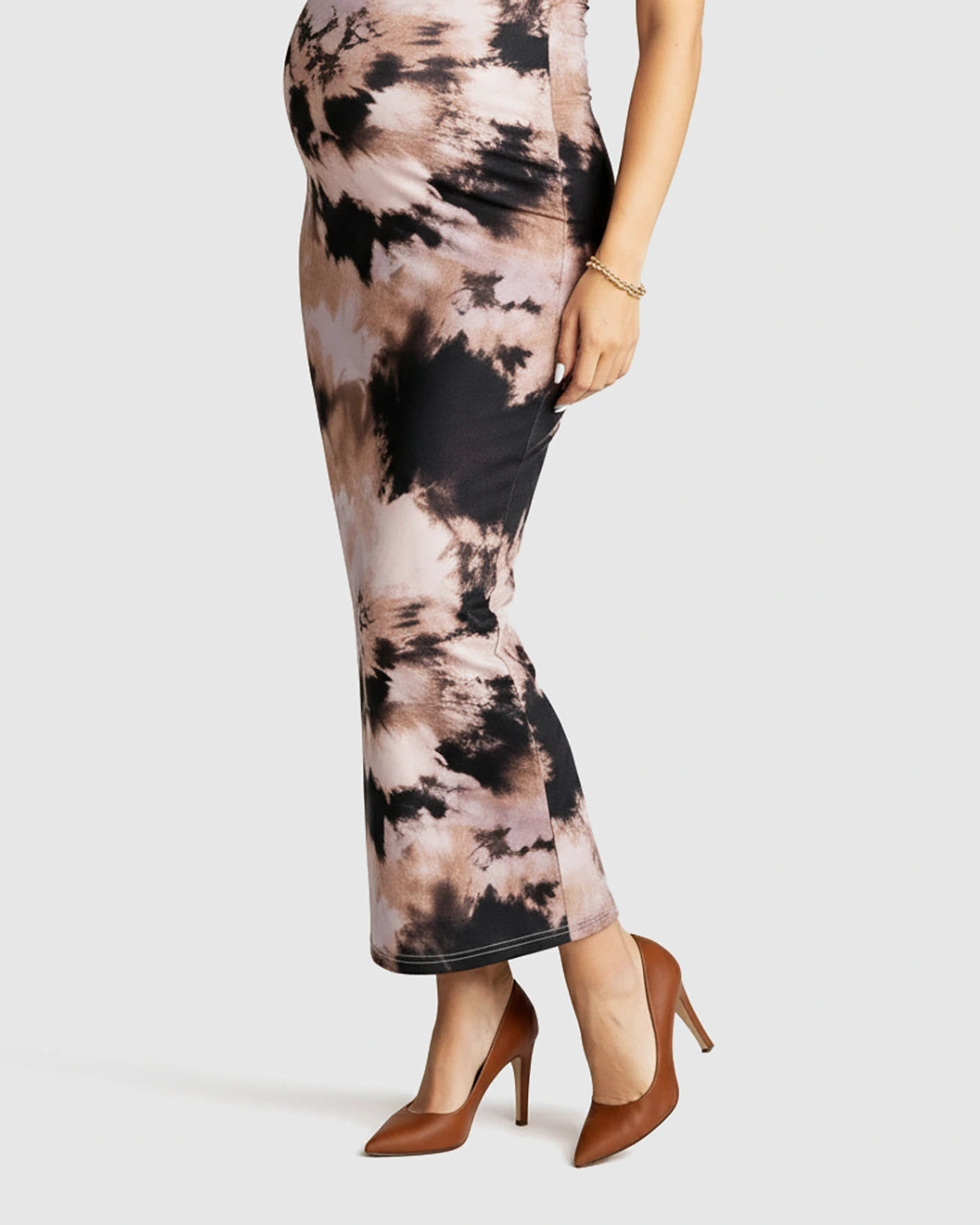 Thin Strapped Tie-Dye Pattern Bodycon Maternity Maxi Dress