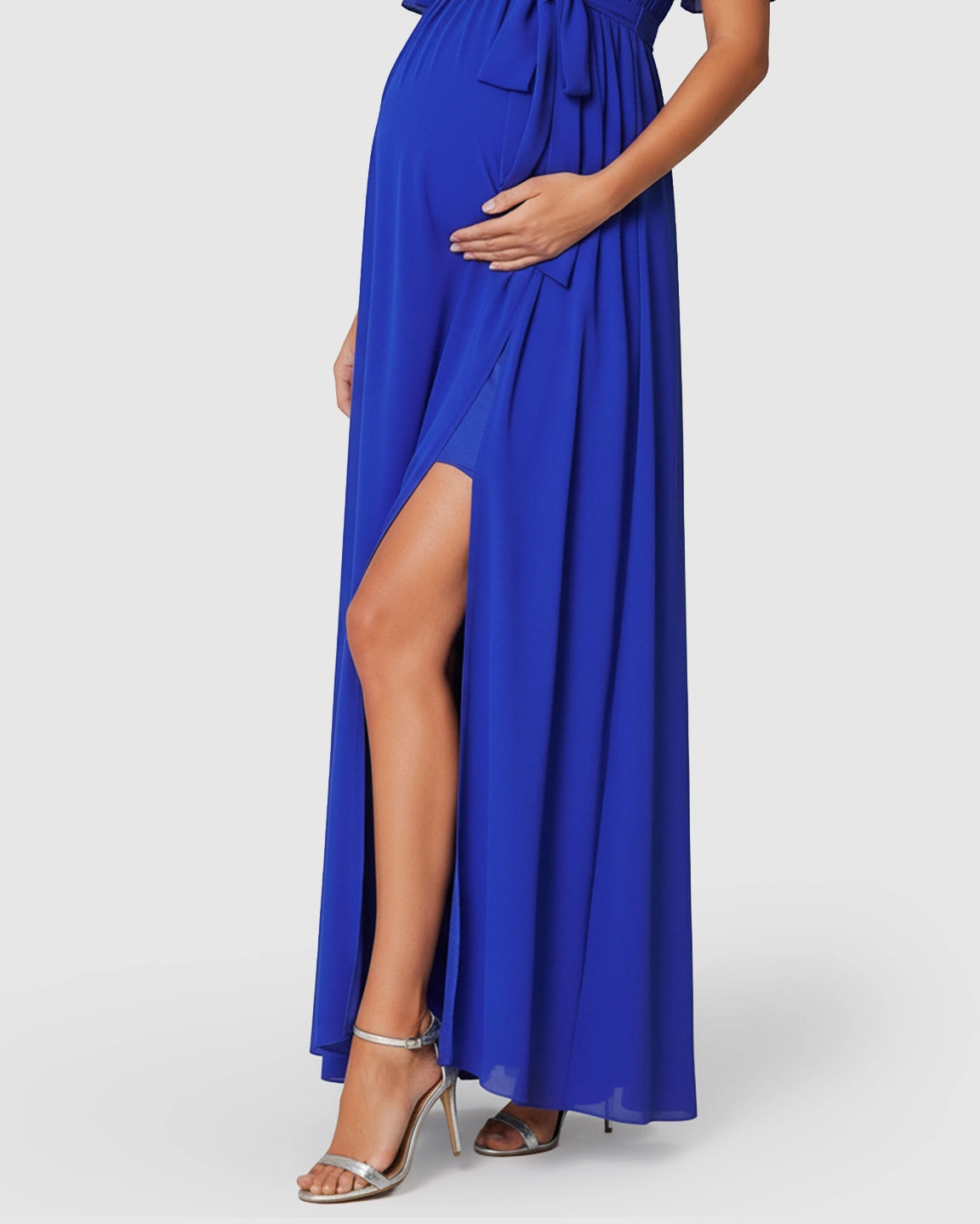 V-Neck A-line Maternity Maxi Dress