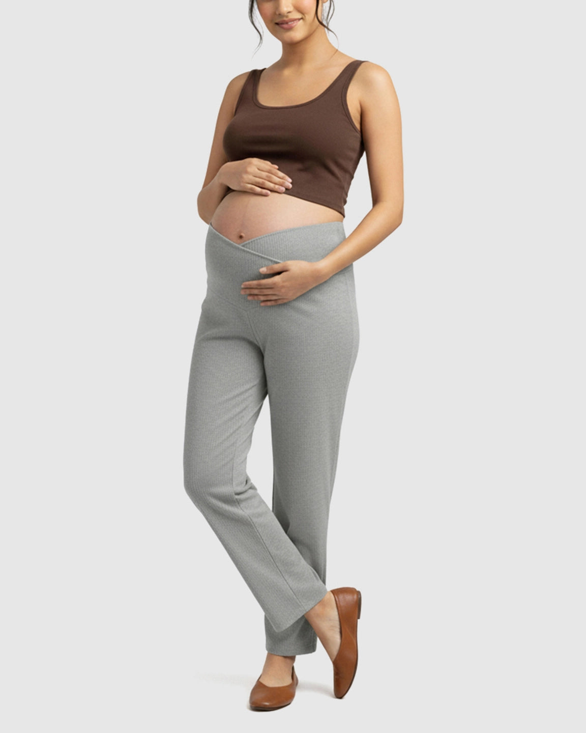 High-Waisted Wide-Leg Tailored Maternity Pants