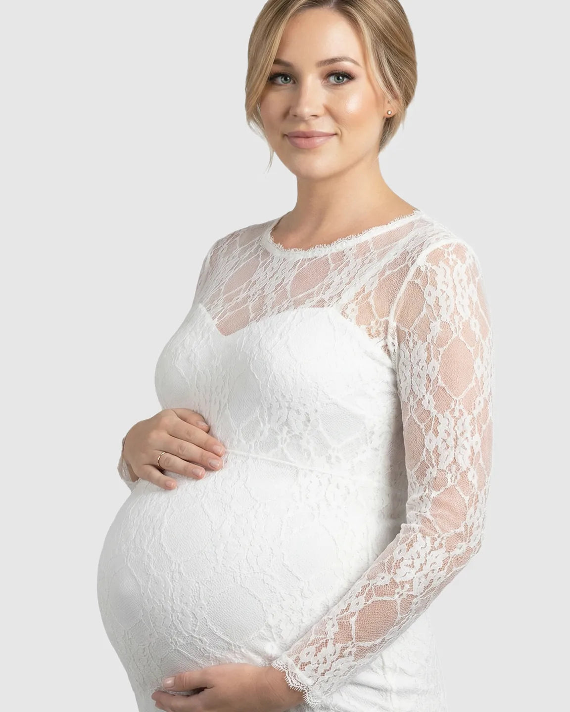 Sheer Lace Trumpet Maternity Photoshoot Gown