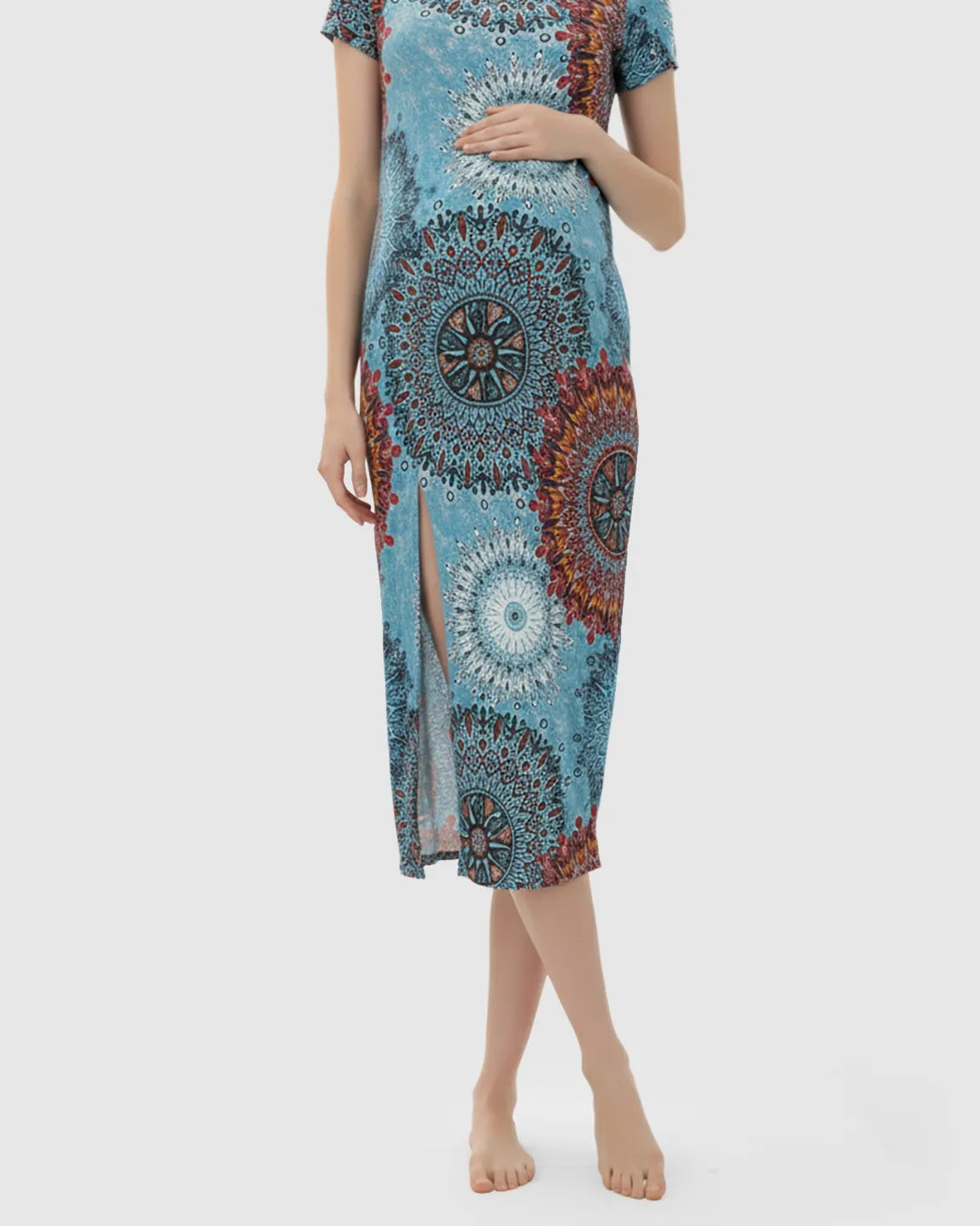 Relaxed-Fit Printed Maternity Midi Dress