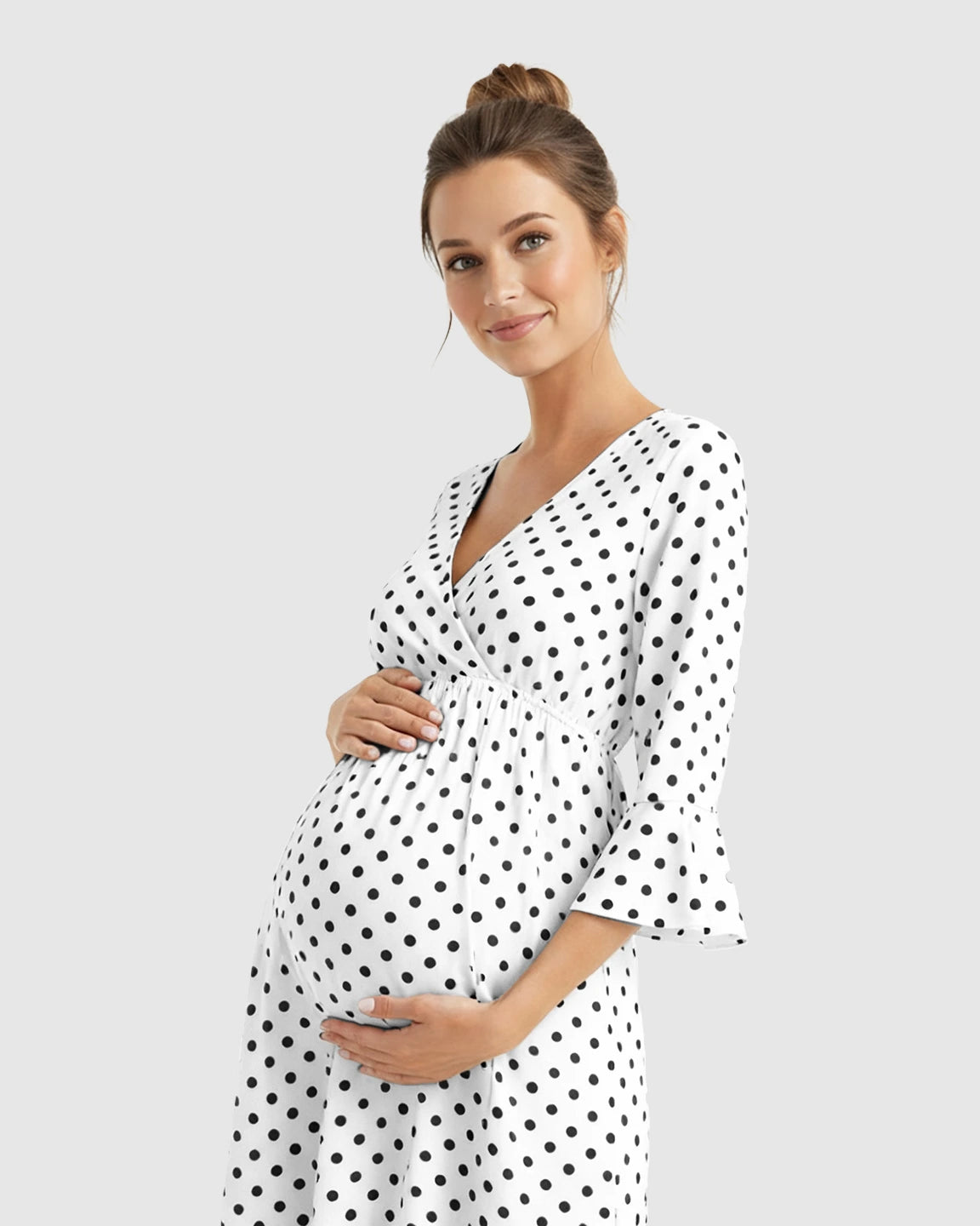 Polka Dot Empire Waist Maternity Short Dress