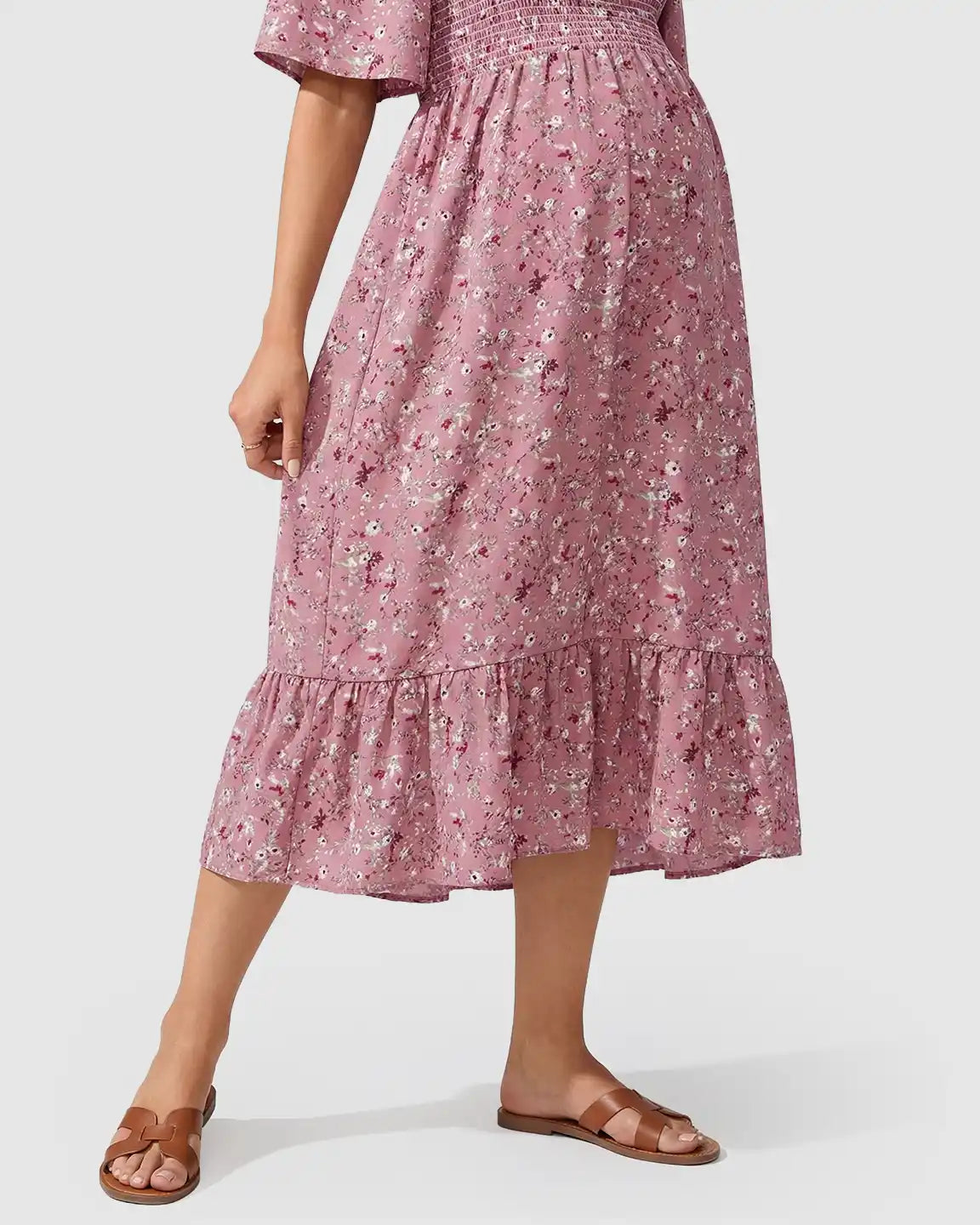 Floral Print Flowy Tiered Maternity Maxi Dress