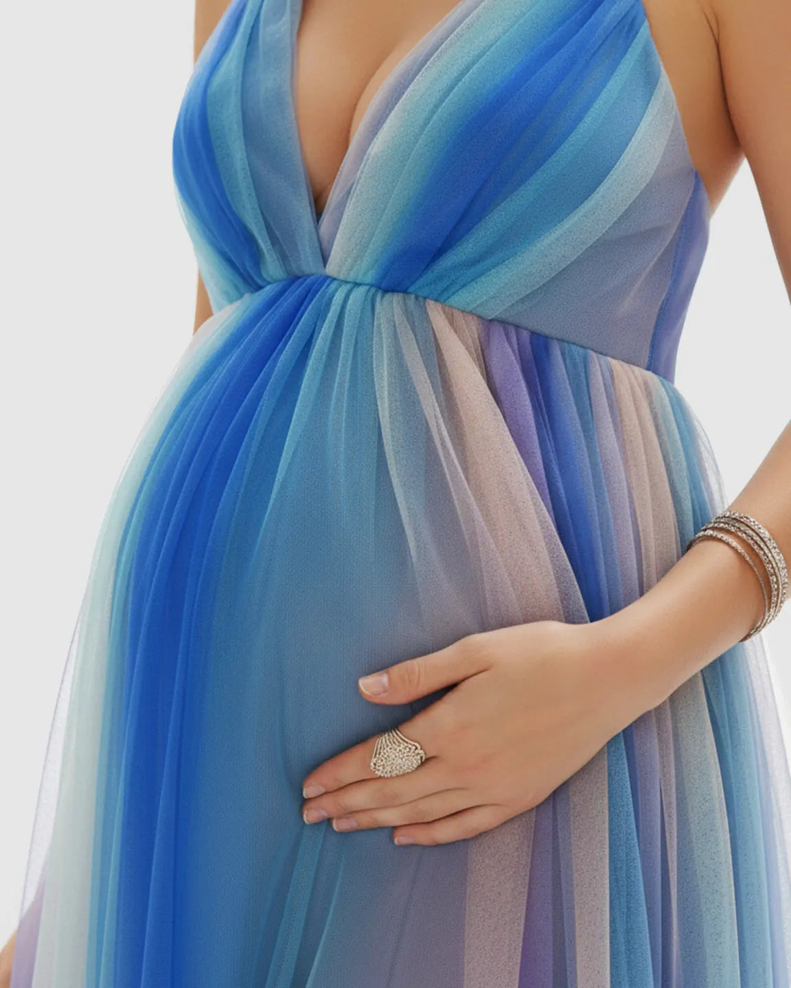 Crisscross Gradient Flowy Maternity Maxi Dress