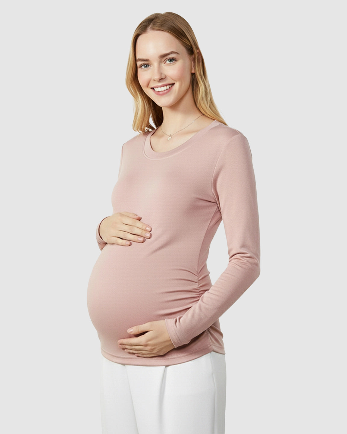 Round Neck Long Sleeve Thermal Maternity Top