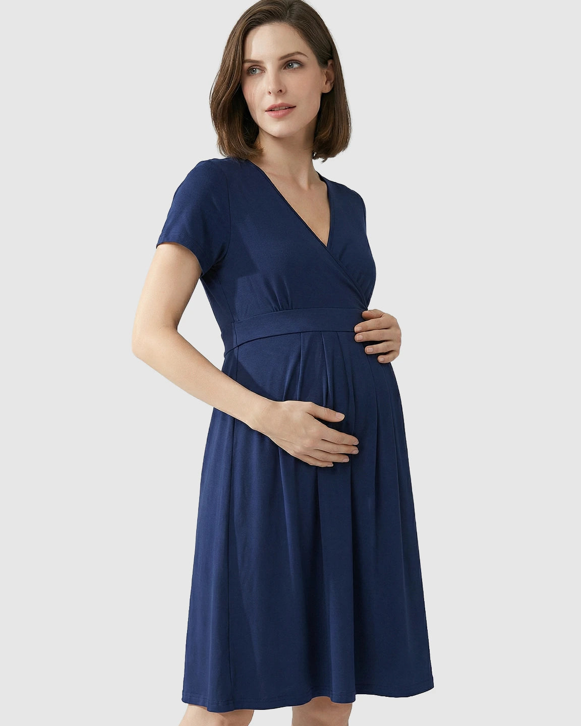 V-Neck A-Line Maternity & Nursing Dress