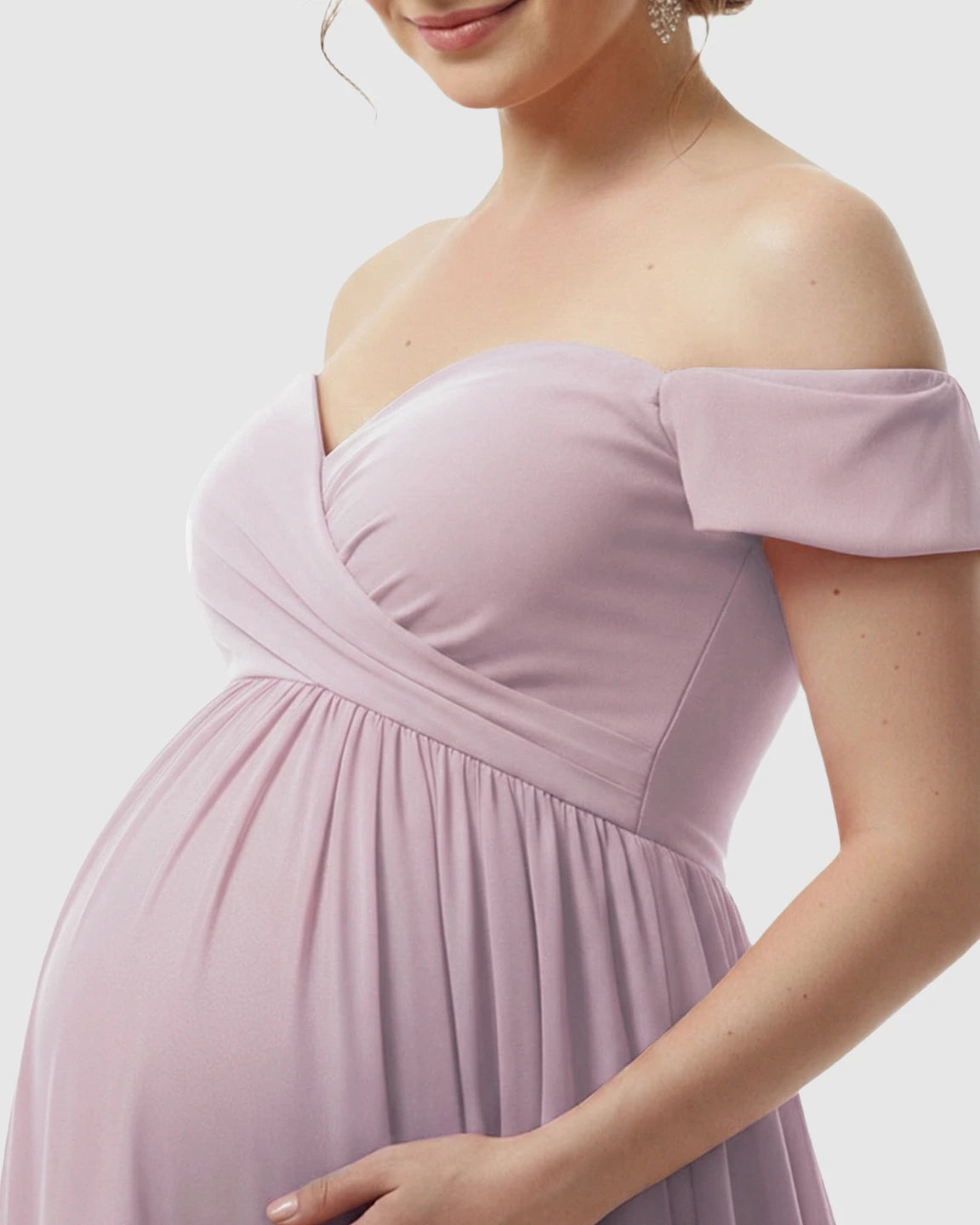 Off-Shoulder Dreamy Maternity Photography Gown
